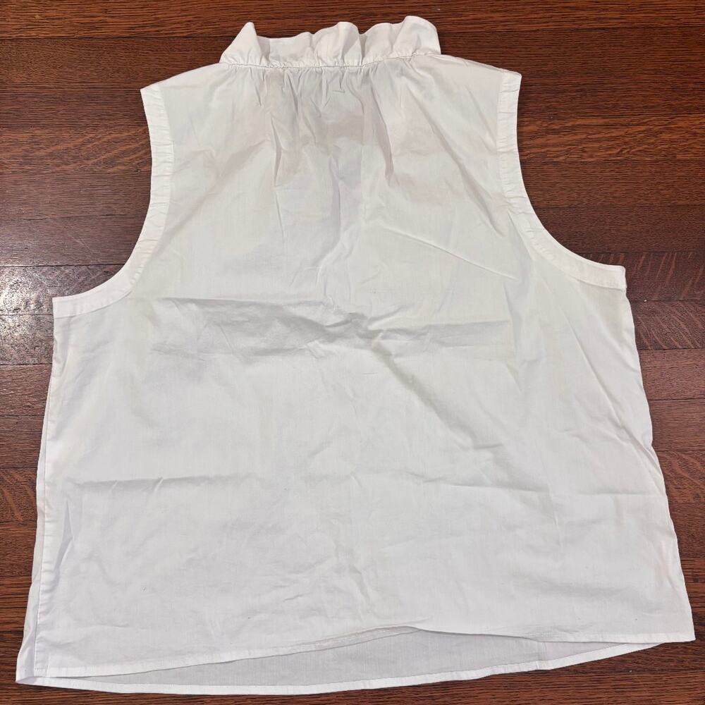 Marc New York Andrew Marc White Ruffle Neck Short Sleeve Top Women's Size XL - Picture 2 of 6